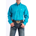 Cinch Men's Classic Fit Long Sleeve Solid Teal Blue Shirt : Medium