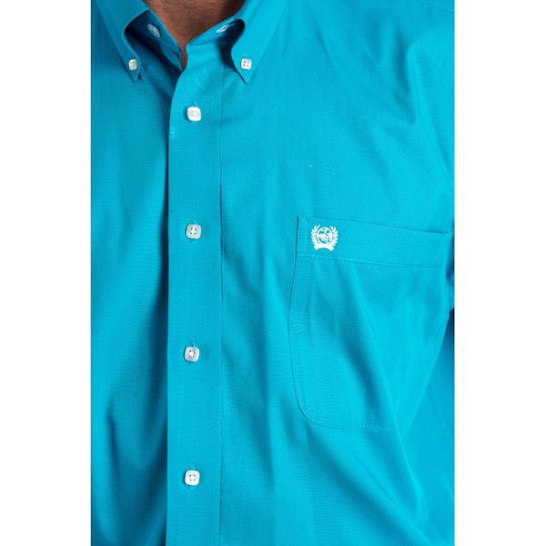 Cinch Men's Classic Fit Long Sleeve Solid Teal Blue Shirt : XXLarge