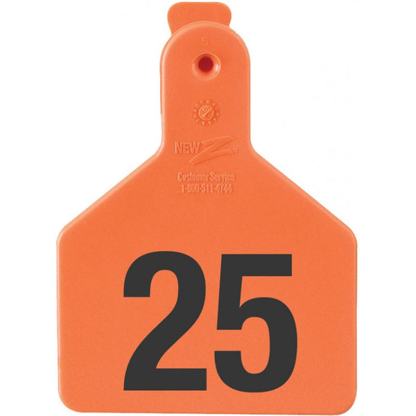 Z Tag Orange No Snag Calf ID Tag - Numbered 51 - 75 : Pack of 25