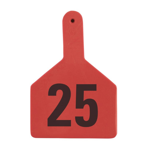 Z Tag Red No Snag Cow ID Tag - Numbered 1 - 25: Pack of 25