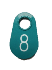 Bock's Pear Neck Tags - Numbered (1-3 Digits) : Teal w/ White Lettering