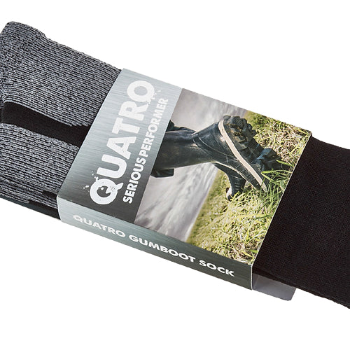 Quatro Socks Black/Gray Knee : Size Medium (5-7)