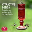 Perky Pet Hummingbird Antique Red Glass Feeder : 24oz