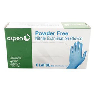 Aspen Nitrile Blue 5ml XL Powder Free Exam Gloves : 100ct