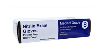 American Source Bergen Nitrile Exam Gloves- Size Small - Black