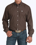 Cinch Men's Classic Fit Long Sleeve Solid Brown Shirt : Medium