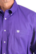 Cinch Men's Classic Fit Long Sleeve Solid Purple Shirt : Large