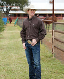 Cinch Men's Classic Fit Long Sleeve Solid Brown Shirt : Medium