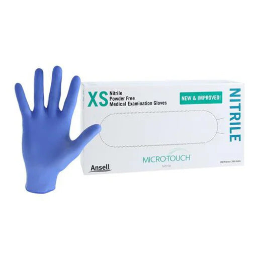 Micro Touch Blue Nitrile Gloves XS : 200ct
