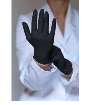American Source Bergen Nitrile Exam Gloves- Size Small - Black