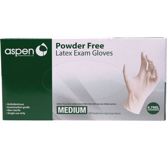 Aspen Latex Powder Free Exam Gloves : Medium 100ct