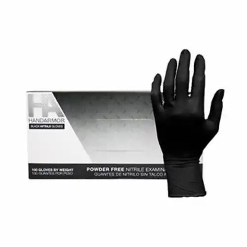 Hand Armor  Nitrile Black Large Powder Free Exam Gloves : 100ct