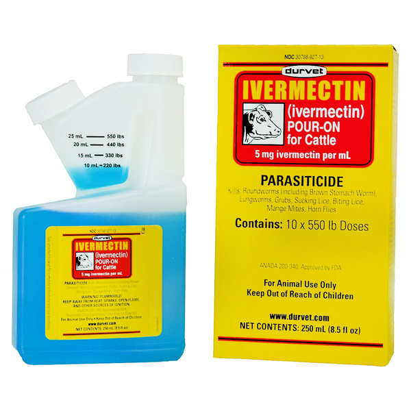 Durvet Ivermectin Pour-On Dewormer for Cattle: 250ml