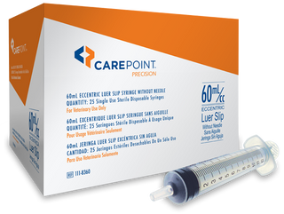 Carepoint 60ml Eccentric Luer Slip Syringes : 25ct