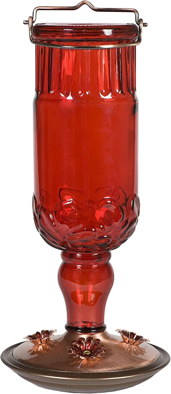 Perky Pet Hummingbird Antique Red Glass Feeder : 24oz