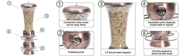 Perky Pet Select A Bird Feeder Copper (Holds 3.5lb)