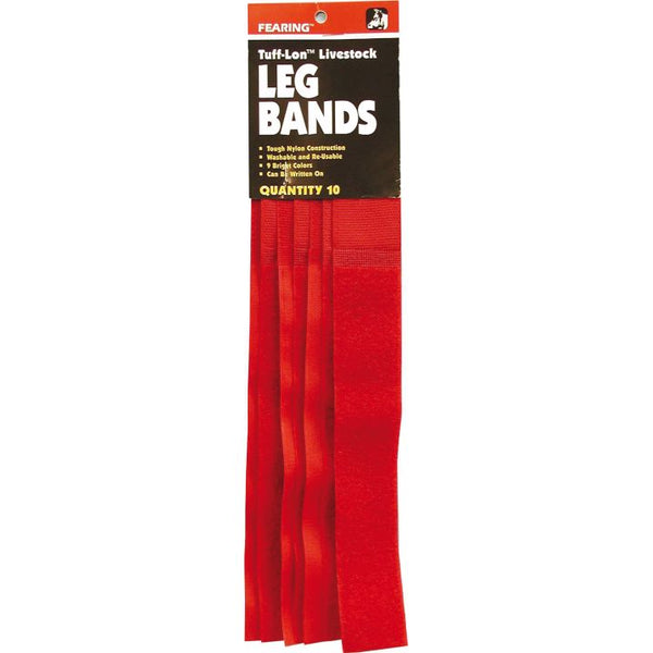 Fearing Tuff-Lon Leg Bands 10ct : Red