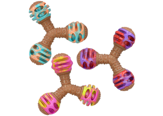 Giggle Chew Triple Dumbbell Assorted : 6.4 inches