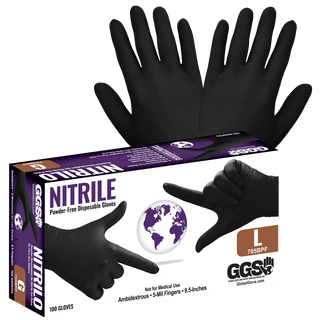Gloves Nitrile Powder Free Black 5ml 100ct : Medium