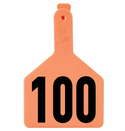 Z Tag Orange No Snag Cow ID Tag - Numbered 101 - 125: Pack of 25