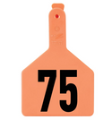 Z Tag Orange No Snag Cow ID Tag - Numbered 51 - 75: Pack of 25