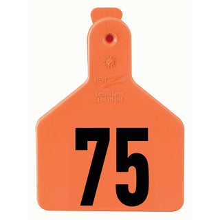 Z Tag Orange No Snag Calf ID Tag - Numbered 51 - 75 : Pack of 25
