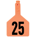 Z Tag Orange No Snag Cow ID Tag - Numbered 1 - 25: Pack of 25