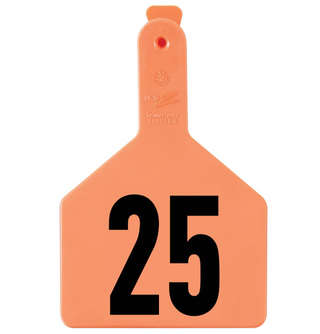 Z Tag Orange No Snag Cow ID Tag - Numbered 1 - 25: Pack of 25