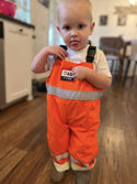 4-D Ag Kids HIVIS Bibbed Overalls Orange with Reflectors: Size 4-6 Y