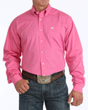 Cinch Men's Classic Fit Long Sleeve Solid Pink Shirt : XL
