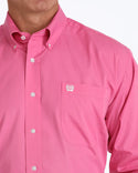 Cinch Men's Classic Fit Long Sleeve Solid Pink Shirt : XL