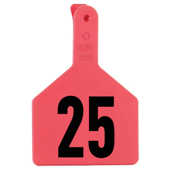 Z Tag Red No Snag Cow ID Tag - Numbered 1 - 25: Pack of 25