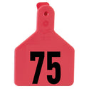 Z Tag Red No Snag Calf ID Tag - Numbered 51 - 75 : Pack of 25