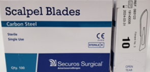 Securos Disposable Scalpel #10 Blades : 100ct