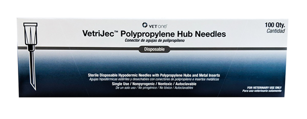 Vetrijec Disposable Polyhub  Needles 20 gauge x 3/4 inch: 100ct