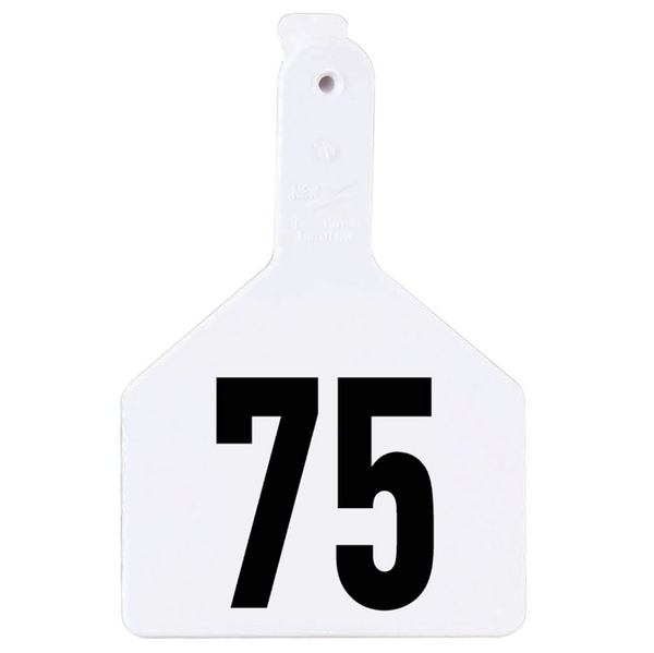 Z Tag White No Snag Cow ID Tag - Numbered 51 - 75: Pack of 25