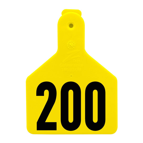 Z Tag Yellow No Snag Calf ID Tag - Numbered 175 - 200 : Pack of 25