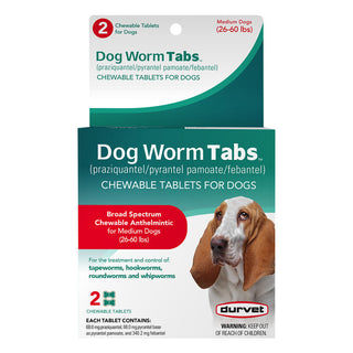 Durvet Dog Worm Chewable Tablets 26-60lbs : 2ct
