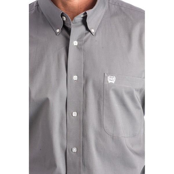 Cinch Men's Classic Fit Long Sleeve Solid Gray Shirt : Large