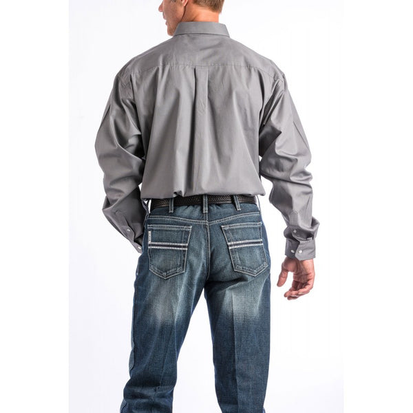 Cinch Men's Classic Fit Long Sleeve Solid Gray Shirt : Small