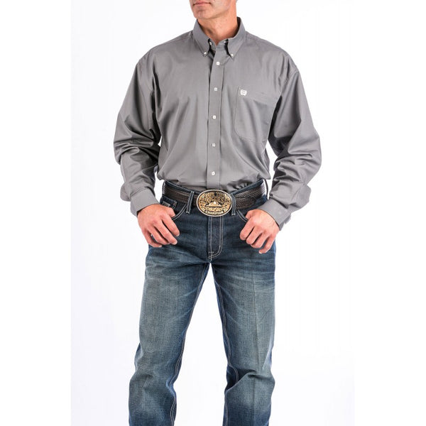 Cinch Men's Classic Fit Long Sleeve Solid Gray Shirt : XXXL