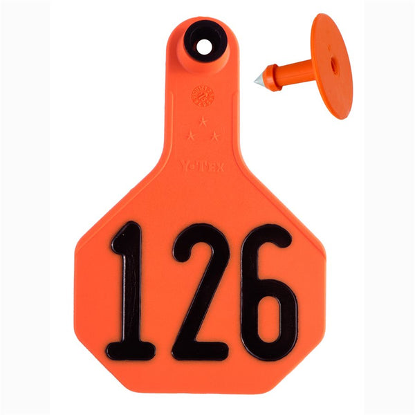 Y-Tex Orange All American 3 Star Tags Medium Numbered 126-150: Pack of 25