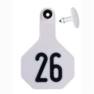Y-Tex White All American 3 Star Tags Medium Numbered 26-50: Pack of 25