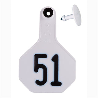Y-Tex White All American 3 Star Tags Medium Numbered 51-75: Pack of 25