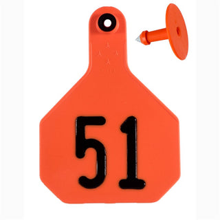 Y-Tex Orange All American 4 Star Tags Large Numbered 51-75: Pack of 25