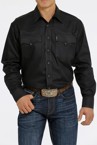 Cinch Men's Shirt Long Sleeve Herringbone Denim - Lg