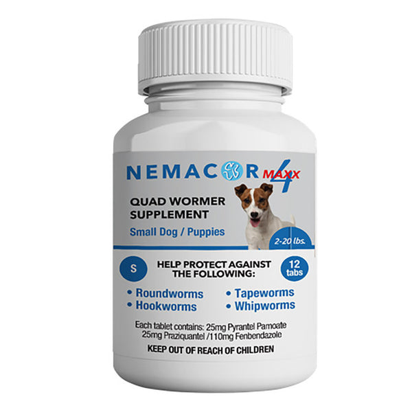 Nemacor Maxx 4 Quad Wormer for Dogs 2-20lbs : 12ct