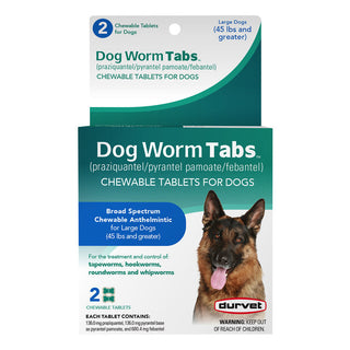 Durvet Dog Worm Chewable Tablets 45lb plus : 2ct