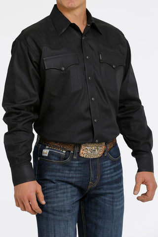 Cinch Men's Shirt Long Sleeve Herringbone Denim - Med