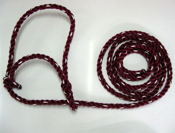 Rope Halter for Cattle : Maroon w/White Strands